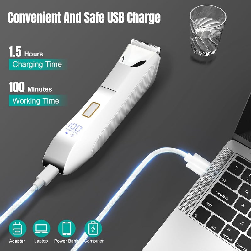 Suttik Manscape Body and Ball Trimmer for Men, 3-in-1 Pubic Groin & Nose Hair Trimmer, Ball Shaver & Body Groomer, Wet/Dry Electric Razors for Smooth Shaving, IPX7 Waterproof with Travel Case - Image 4
